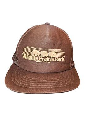 VTG Wildlife Prairie Park Foam Mesh Hat Cap Brown Kids 80s Peoria Il